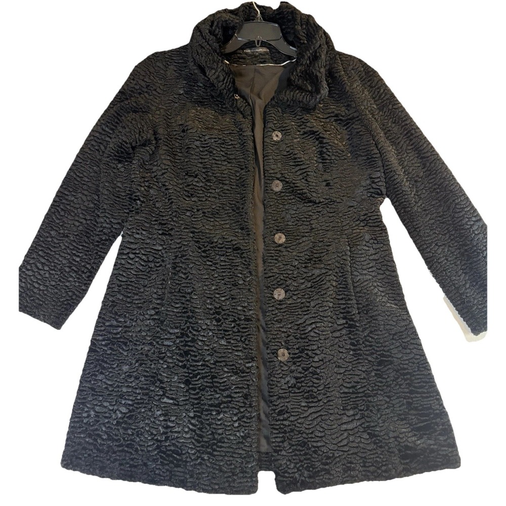 White House Black Market Women's Black Textured Button Front Coat Mob Wife
